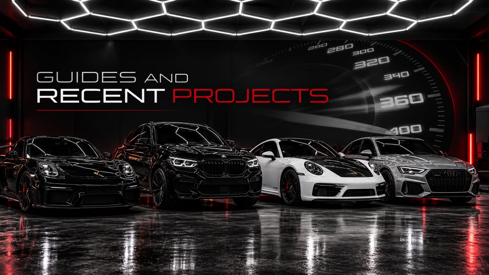 Guides and recent projects — Porsche, BMW and Audi in the Shift & Co Customs studio